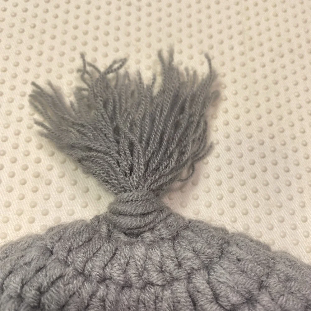 Handmade Knit Crochet Whimsical Elephant Baby Infant Beanie Cap Hat Gray Blue OS
